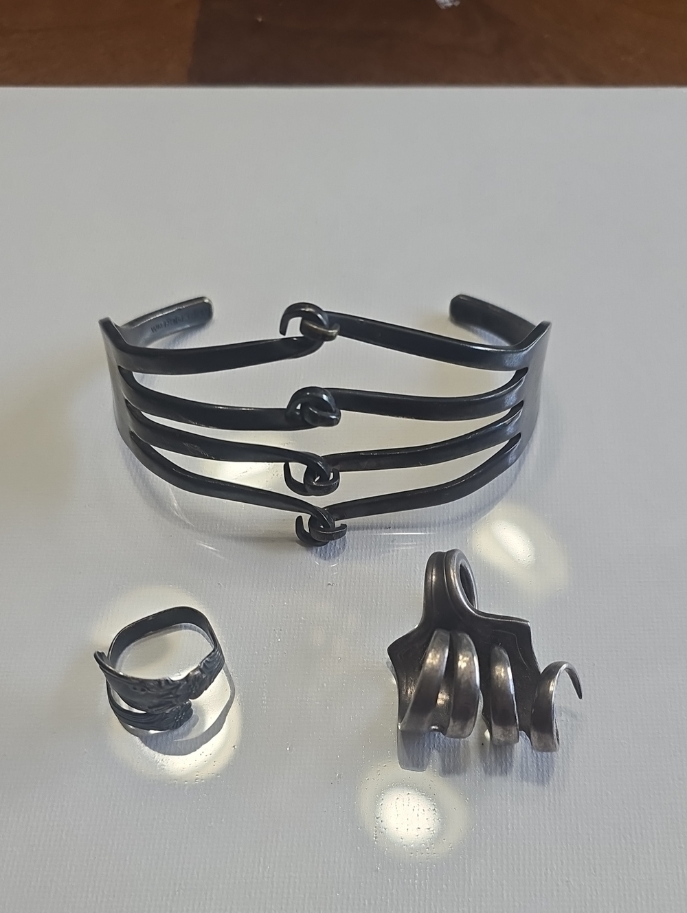 Womens Handmade Fork Cuff Bracelet Pendant & Avon 925 Ring